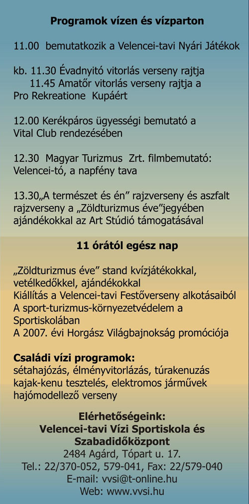 Velencei-tavi évadnyitó Velencei-tavi évadnyitó