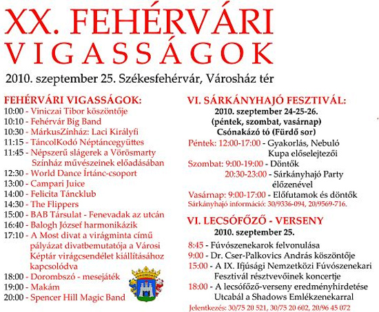 Fehérvári Vigasságok részletes programja Fehérvári Vigasságok