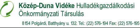 Közép-Duna Vidéke Hulladékgazdálkodási Önkormányzati Társulás Közép-Duna Vidéke Hulladékgazdálkodási Önkormányzati Társulás, amelynek 176 önkormányzat a tagja